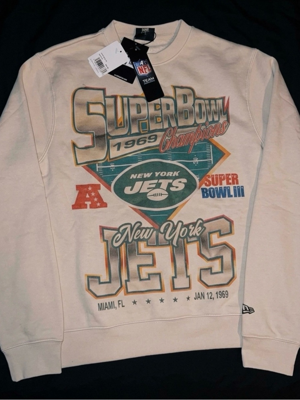 New York Jets 1969 Super Bowl Champion Crewneck Sweatshirt with 'SUPER BOWL 1969